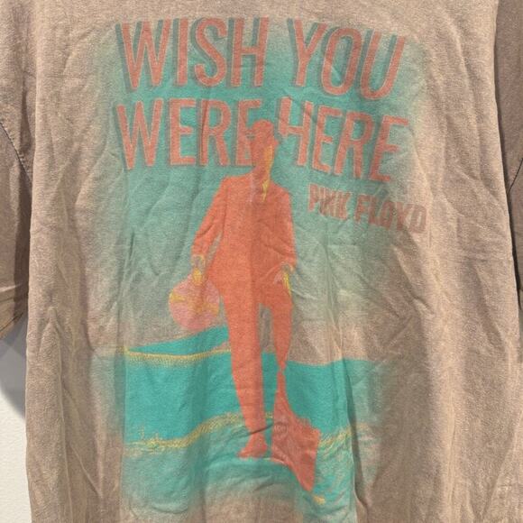 Pink Floyd Washed Brown Graphic T-Shirt NWT Wish You Were Here Extra Large - Picture 3 of 4